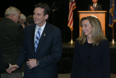 Governor Pawlenty and First Lady Mary Pawlenty greeted members of the audience after he delivered th...