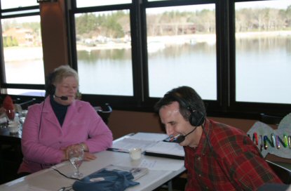 Governor Pawlenty shares a laugh with Lt. Governor Molnau, while hosting his weekly radio show, 