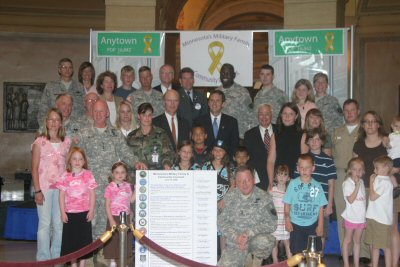 Governor Pawlenty speaks at the Military Family and Community Covenant event.  Covenant signers incl...