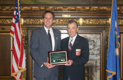 Governor Pawlenty visits with U.S. Speedskating Hall of Fame Inductee Floyd Bedbury -- June 17, 2008...