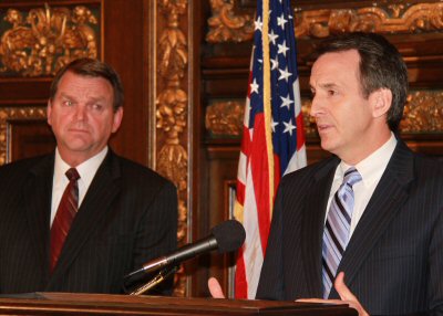 Governor Pawlenty held a press conference with Human Services Commissioner Cal Ludeman to propose th...