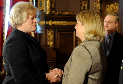 Lieutenant Governor Molnau greets a visitor at the reception following the 2010 State of the State A...