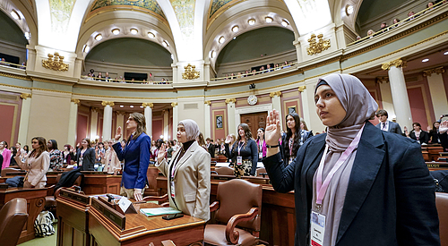 young adults in MN state house chamber